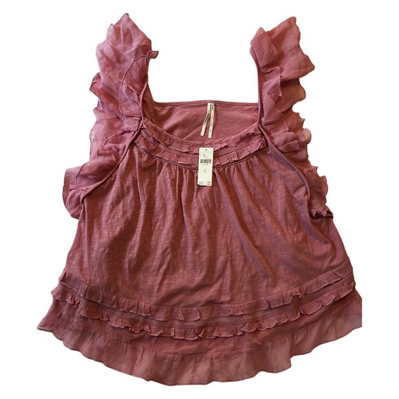 Anthropologie Tops - Anthropologie Mauve Pink Frilly Tank Top – NWT, Size XL